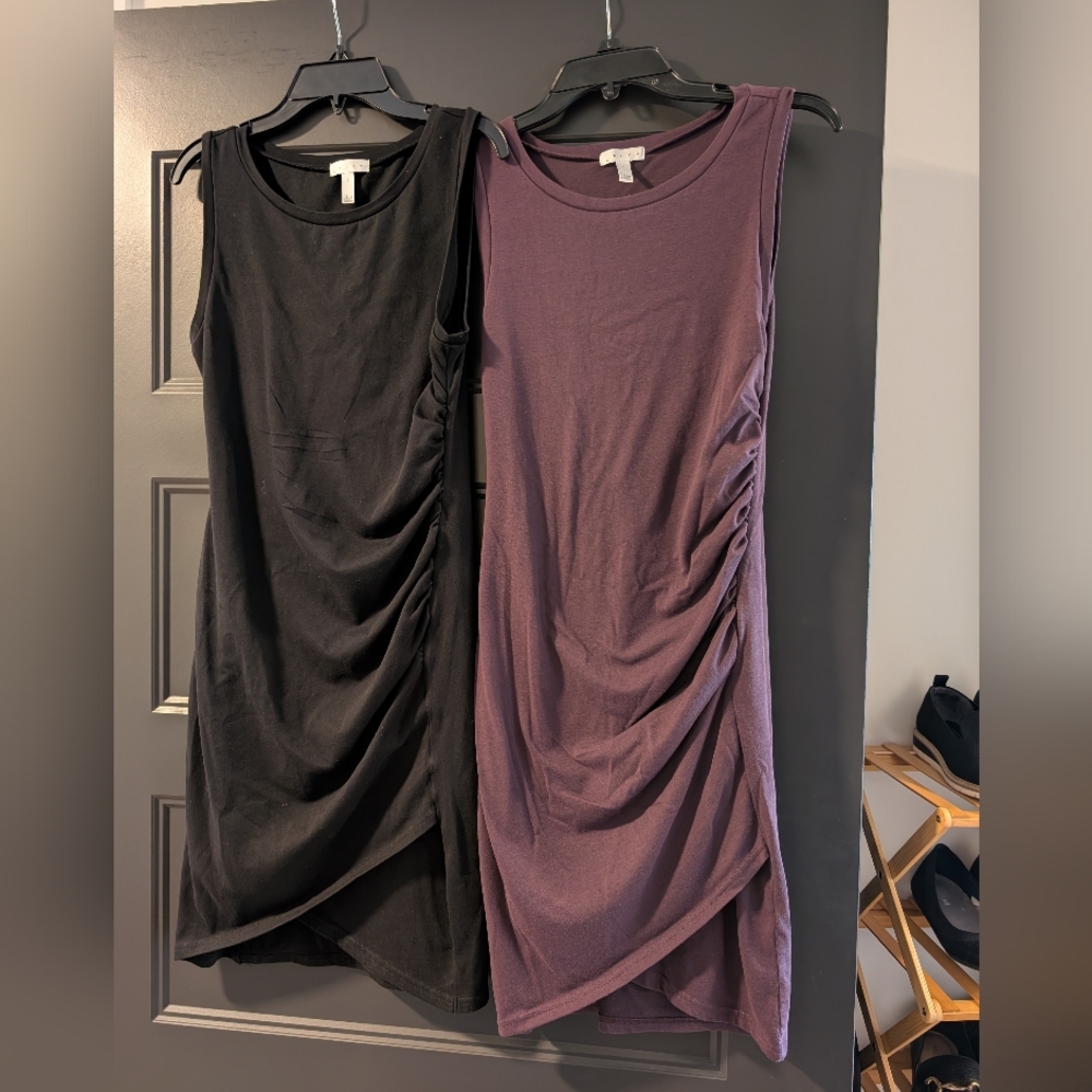Sleeveless Ruched Leith Side Bodycon Dress - Black & Plum (Combo Sale)